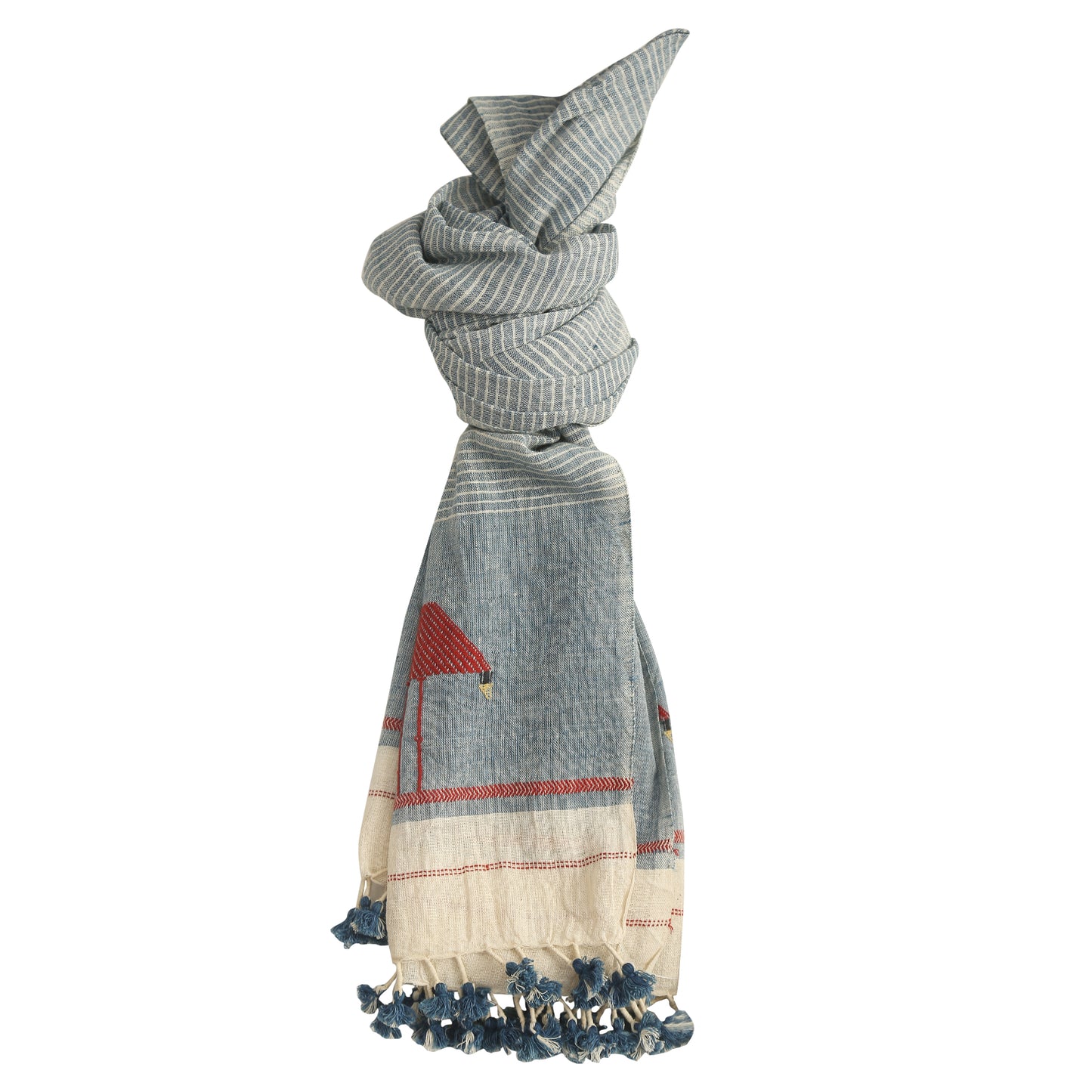 Organic Cotton Silver Grey & Beige Handwoven Scarf - Cotton Scarves Australia