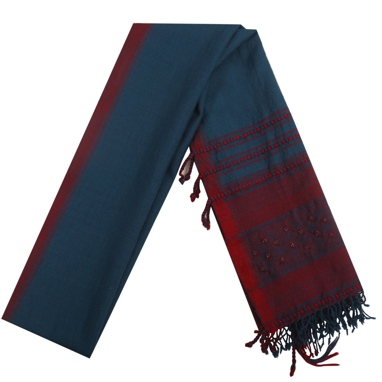 Merino Wool Blue Zodiac & Maroon Oak Handwoven Scarf - Merino Wool Scarves Australia