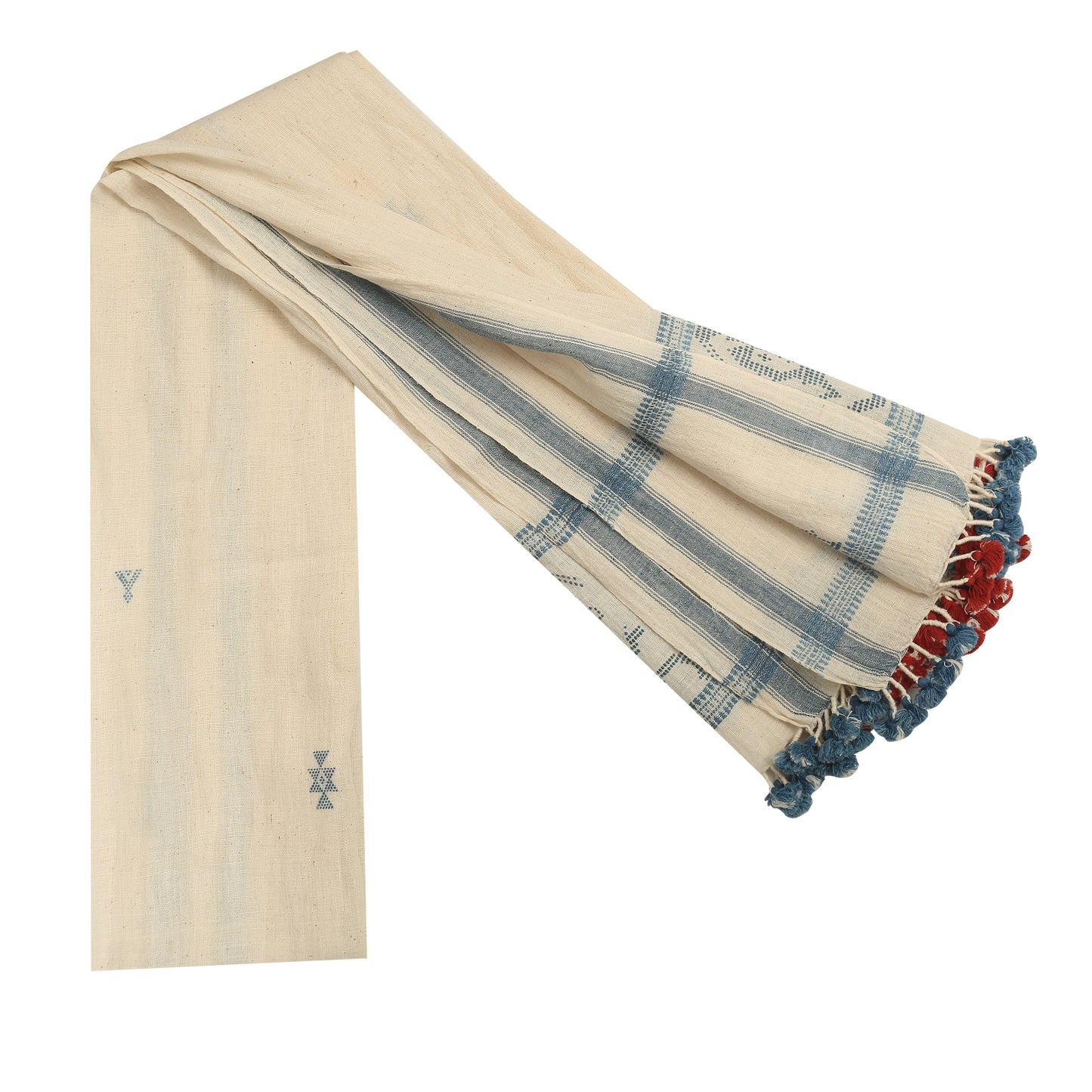 Organic Cotton Vanilla & Regent Grey Handwoven Scarf - Cotton Scarves Australia