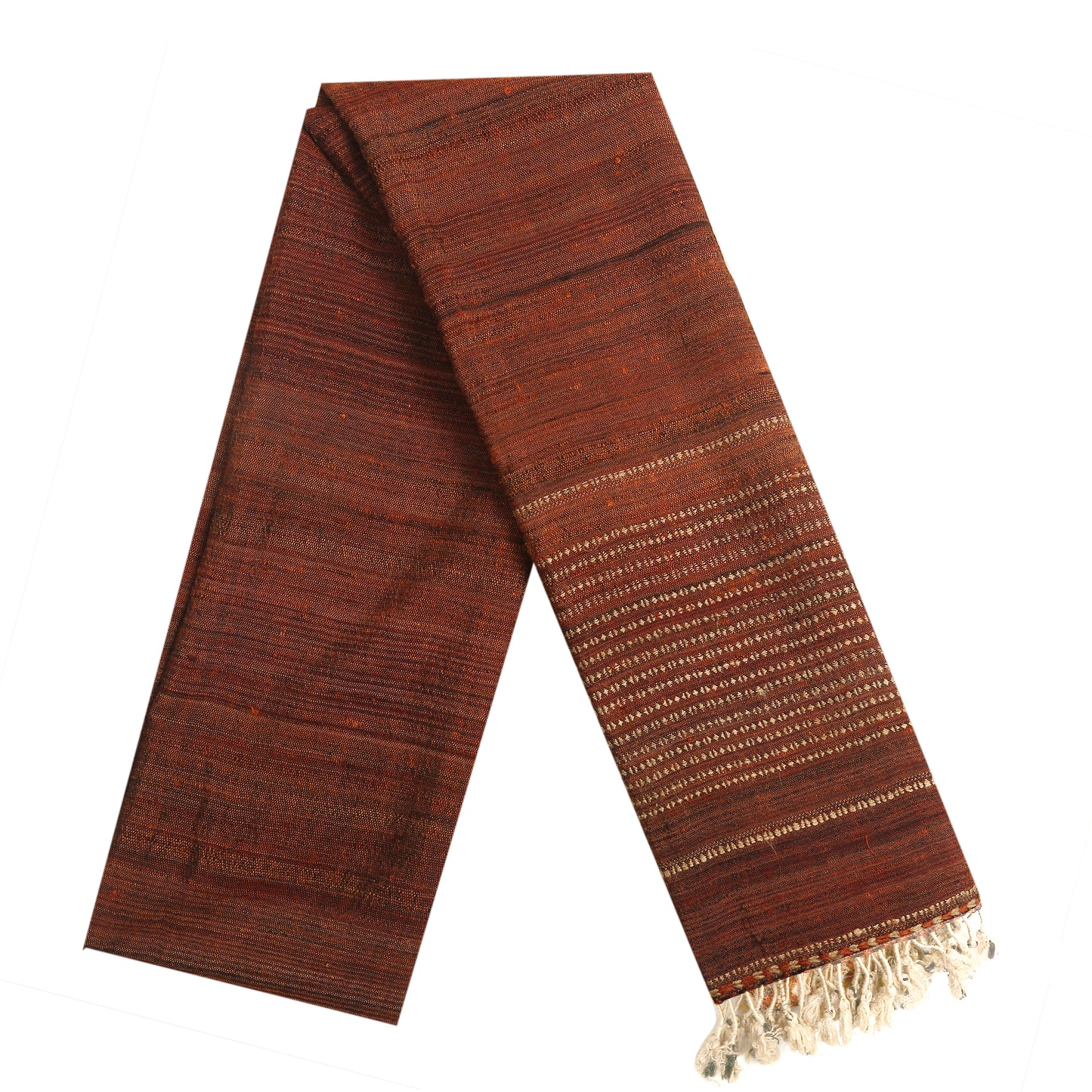 Coffee Bean Handwoven Scarf in Fine Australian Merino Wool & Tussar Silk - Merino Wool Scarves