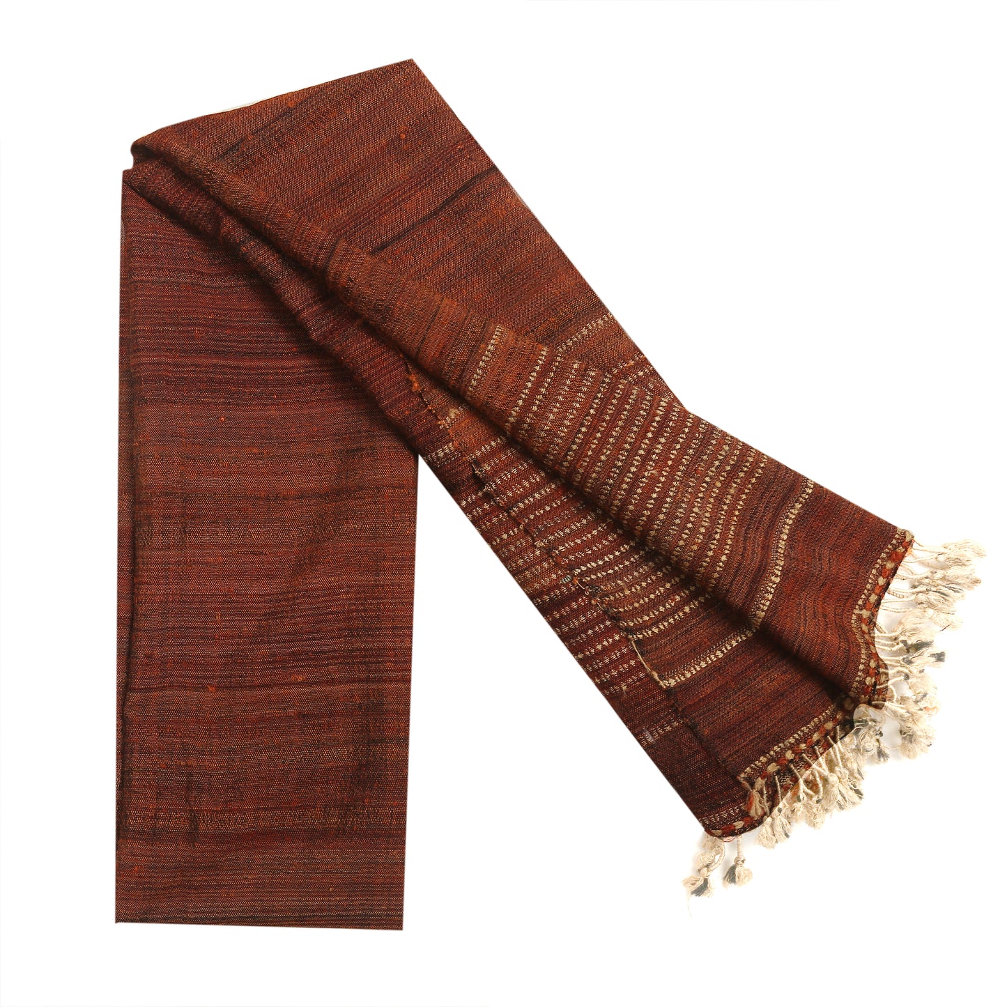 Coffee Bean Handwoven Scarf in Fine Australian Merino Wool & Tussar Silk - Merino Wool Scarves