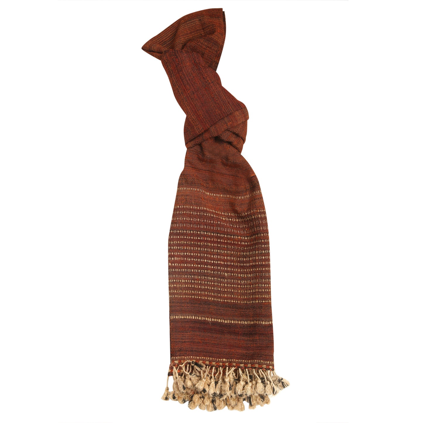 Coffee Bean Handwoven Scarf in Fine Australian Merino Wool & Tussar Silk - Merino Wool Scarves