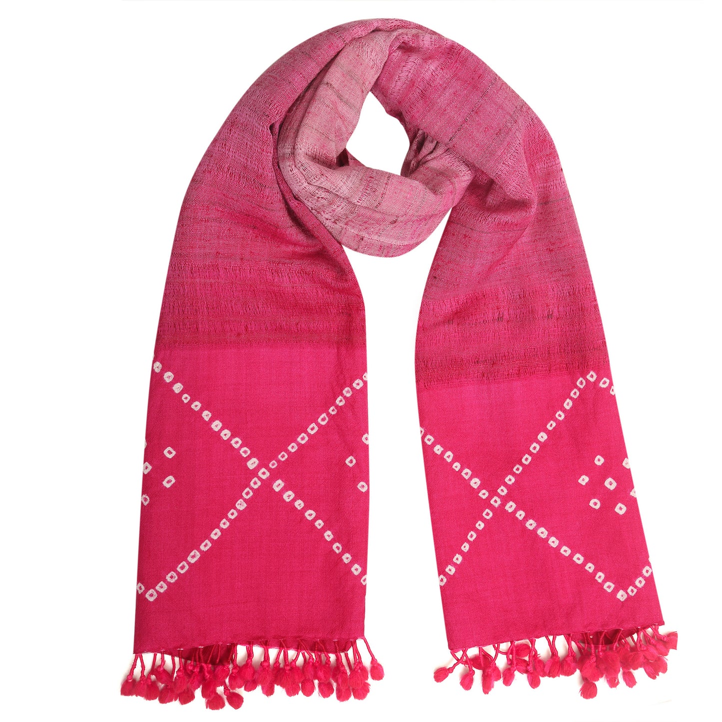 Pink Lemonade Handwoven Scarf in Fine Australian Merino Wool & Tussar Silk - Merino Wool Scarves