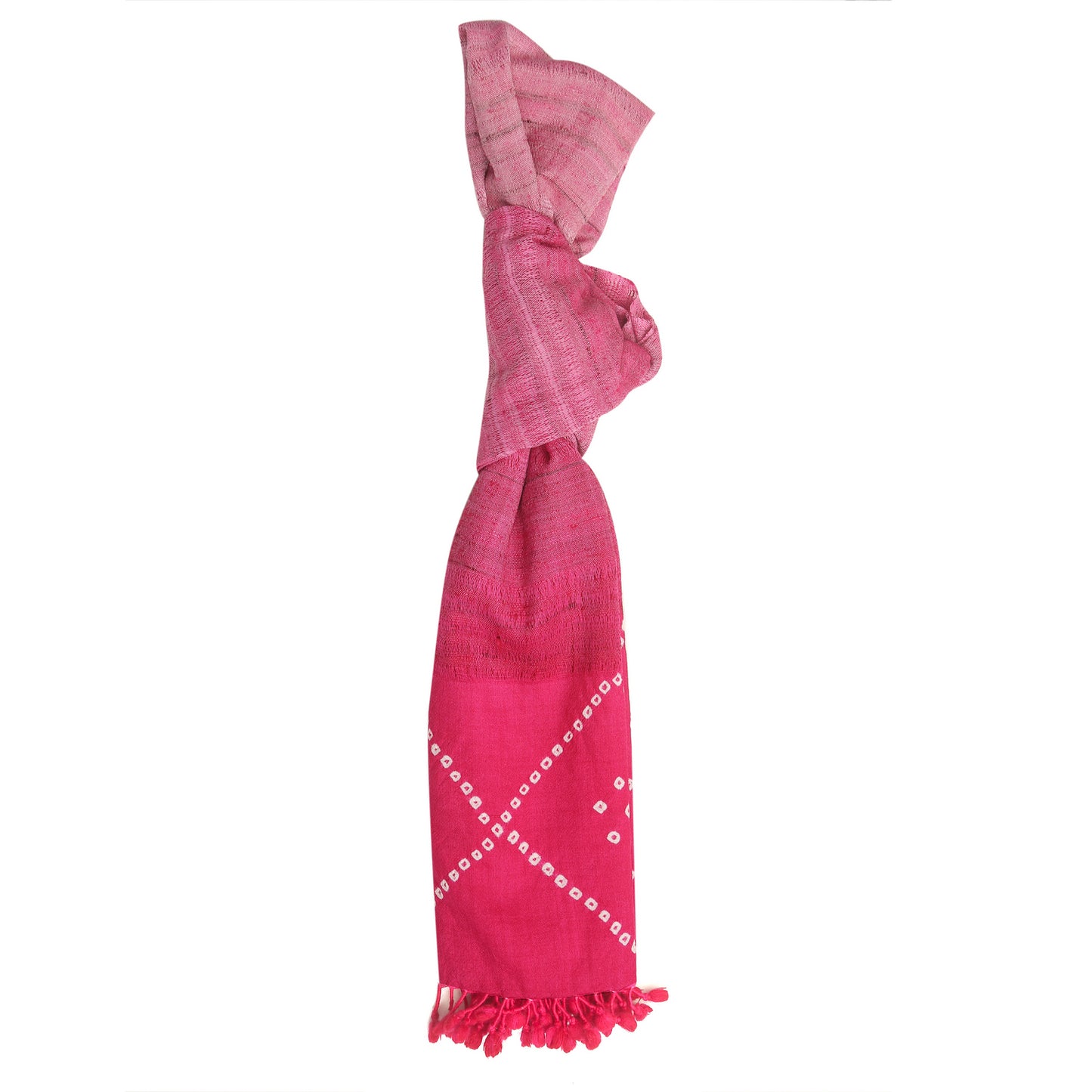 Pink Lemonade Handwoven Scarf in Fine Australian Merino Wool & Tussar Silk - Merino Wool Scarves