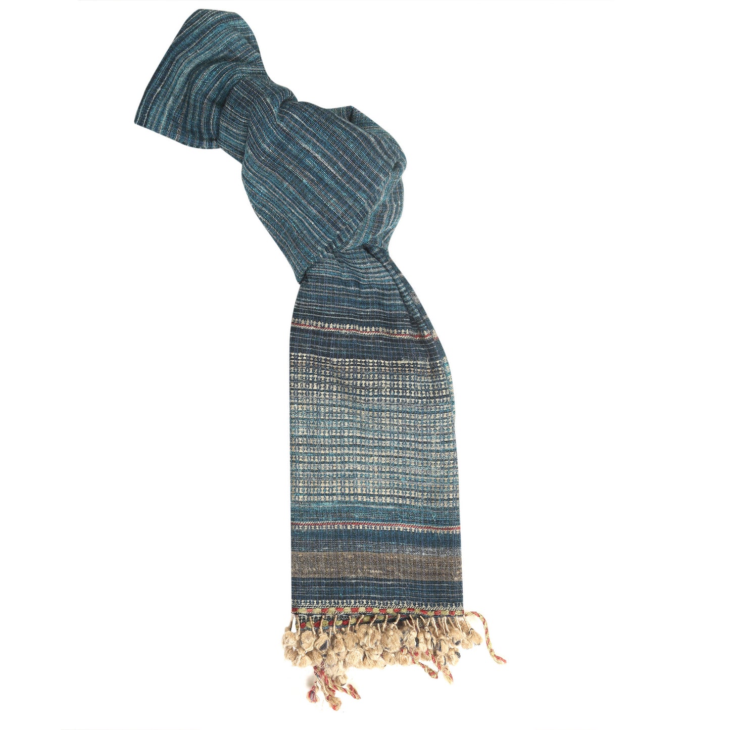 Beetle Green and Lemon Grass Handwoven Scarf in Fine Australian Merino Wool & Tussar Silk - Merino Wool Scarves