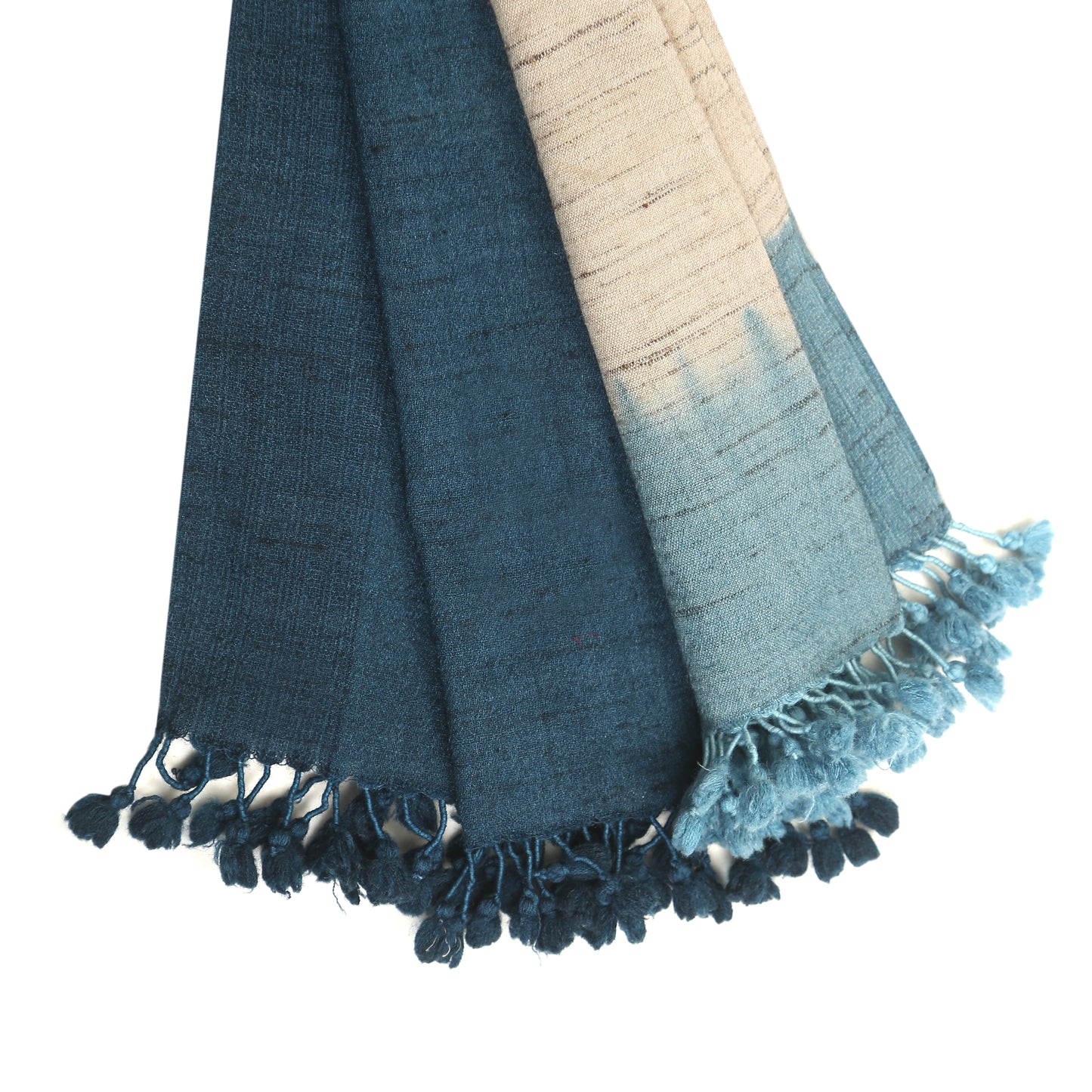 Casal Almond and Slate Handwoven Scarf in Fine Australian Merino Wool & Tussar Silk - Merino Wool Scarves