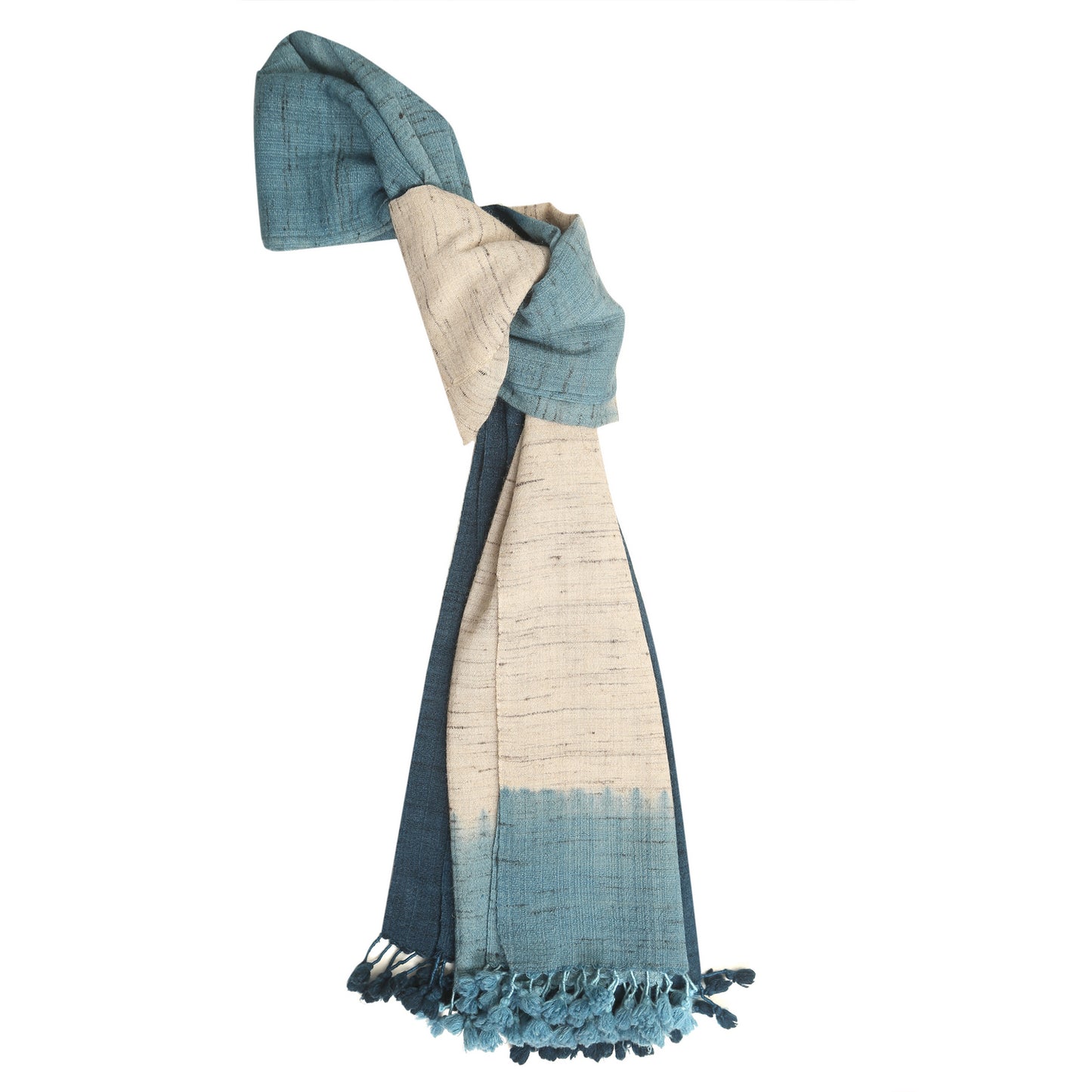 Casal Almond and Slate Handwoven Scarf in Fine Australian Merino Wool & Tussar Silk - Merino Wool Scarves