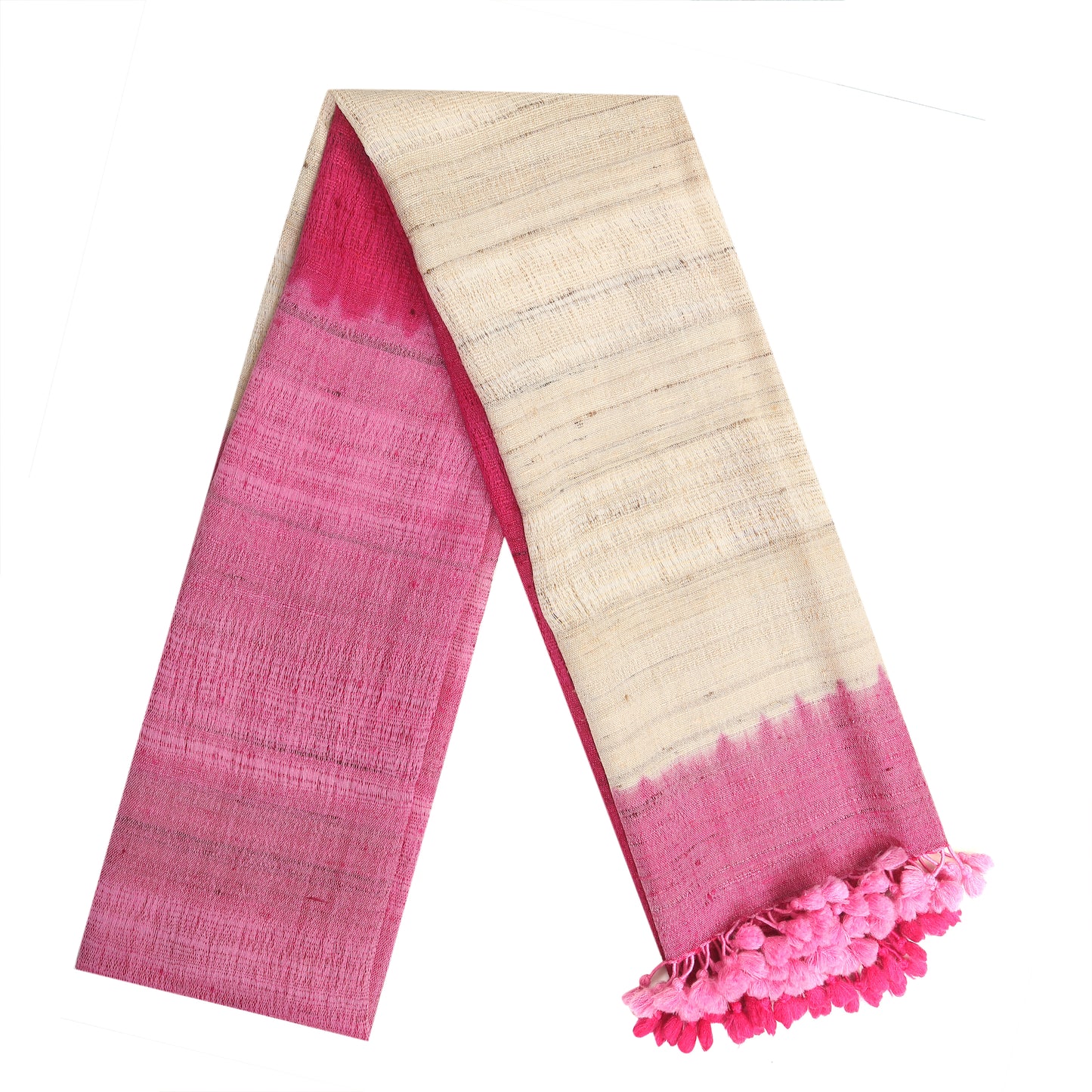 Soft Peach and Maroon Handwoven Scarf in Fine Australian Merino Wool & Tussar Silk - Merino Wool Scarves