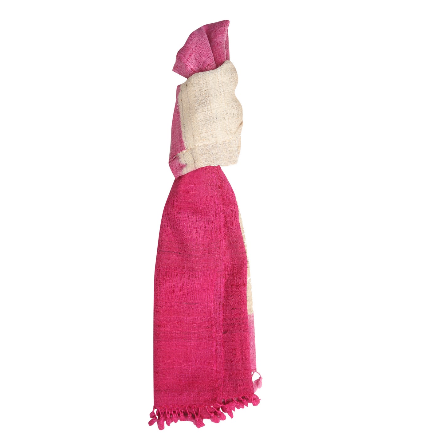 Soft Peach and Maroon Handwoven Scarf in Fine Australian Merino Wool & Tussar Silk - Merino Wool Scarves