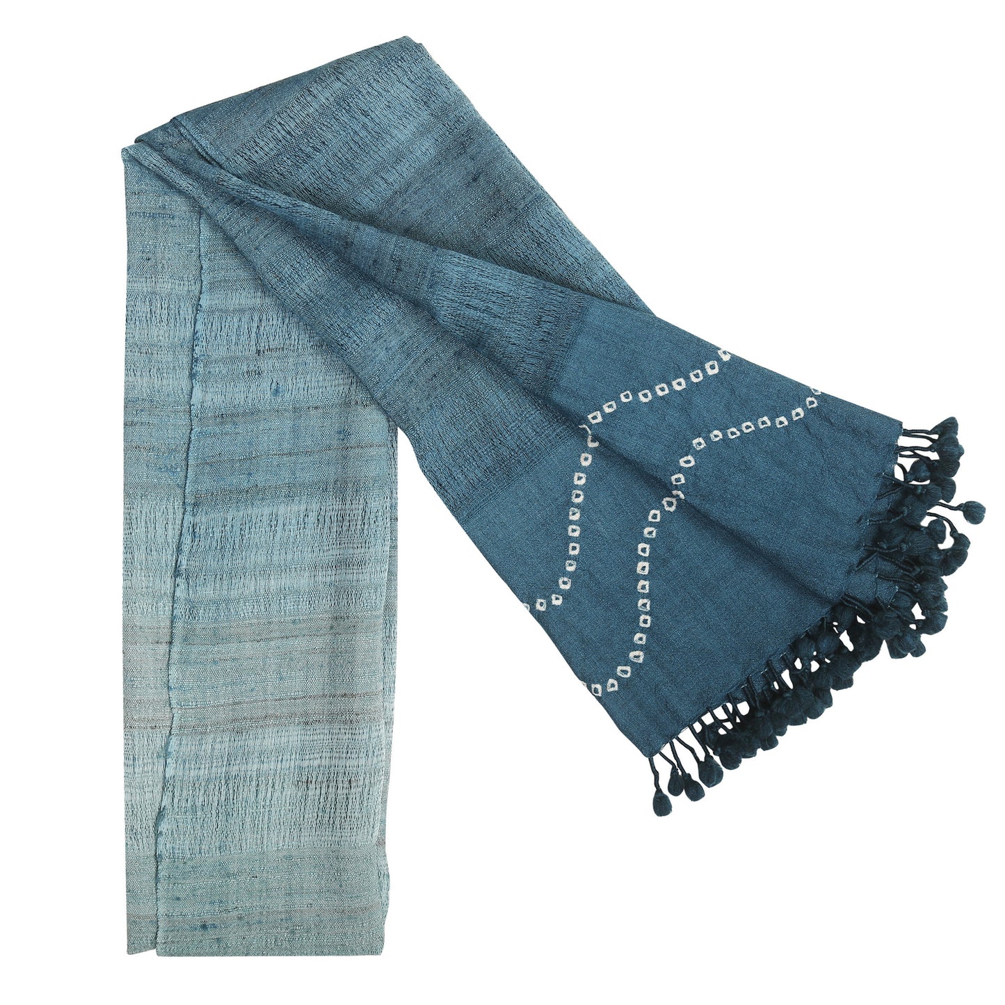 Blue Grey and Opal Handwoven Scarf in Fine Australian Merino Wool & Tussar Silk - Merino Wool Scarves