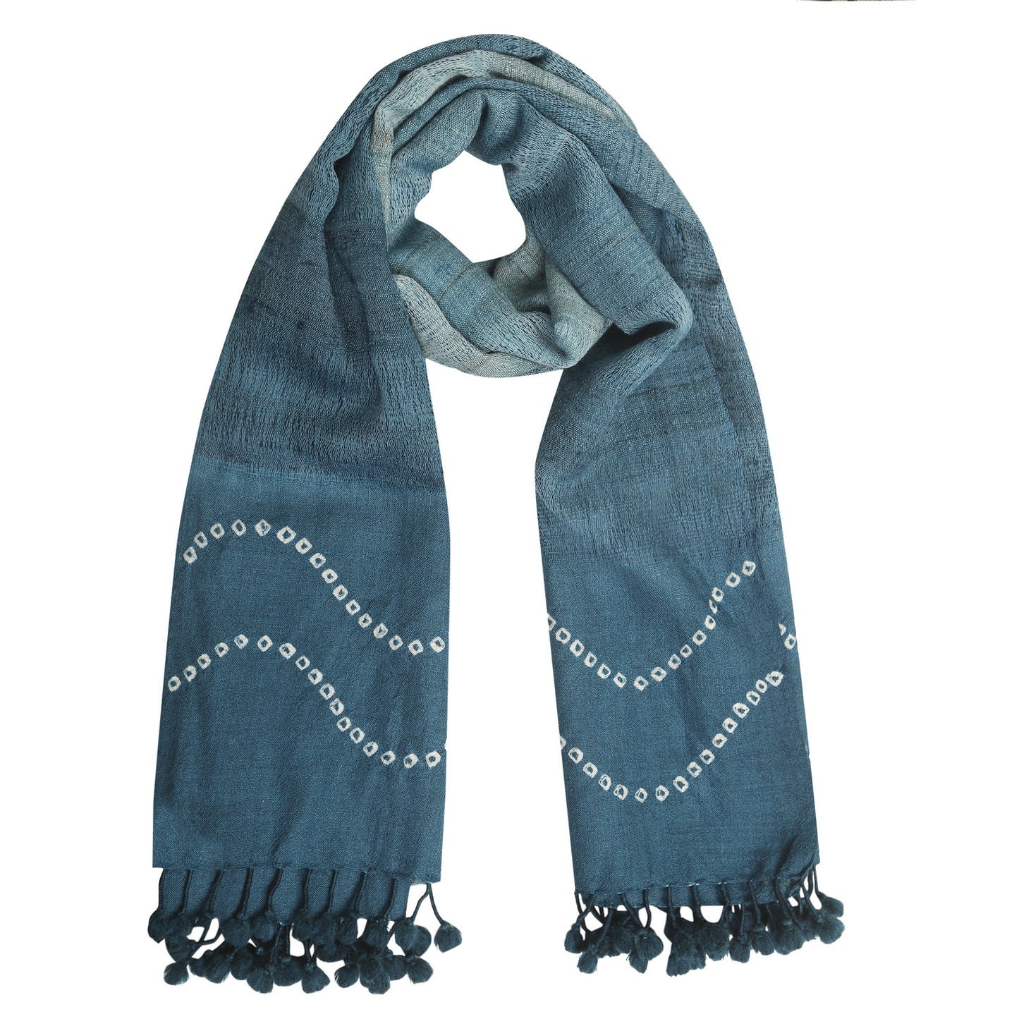 Blue Grey and Opal Handwoven Scarf in Fine Australian Merino Wool & Tussar Silk - Merino Wool Scarves