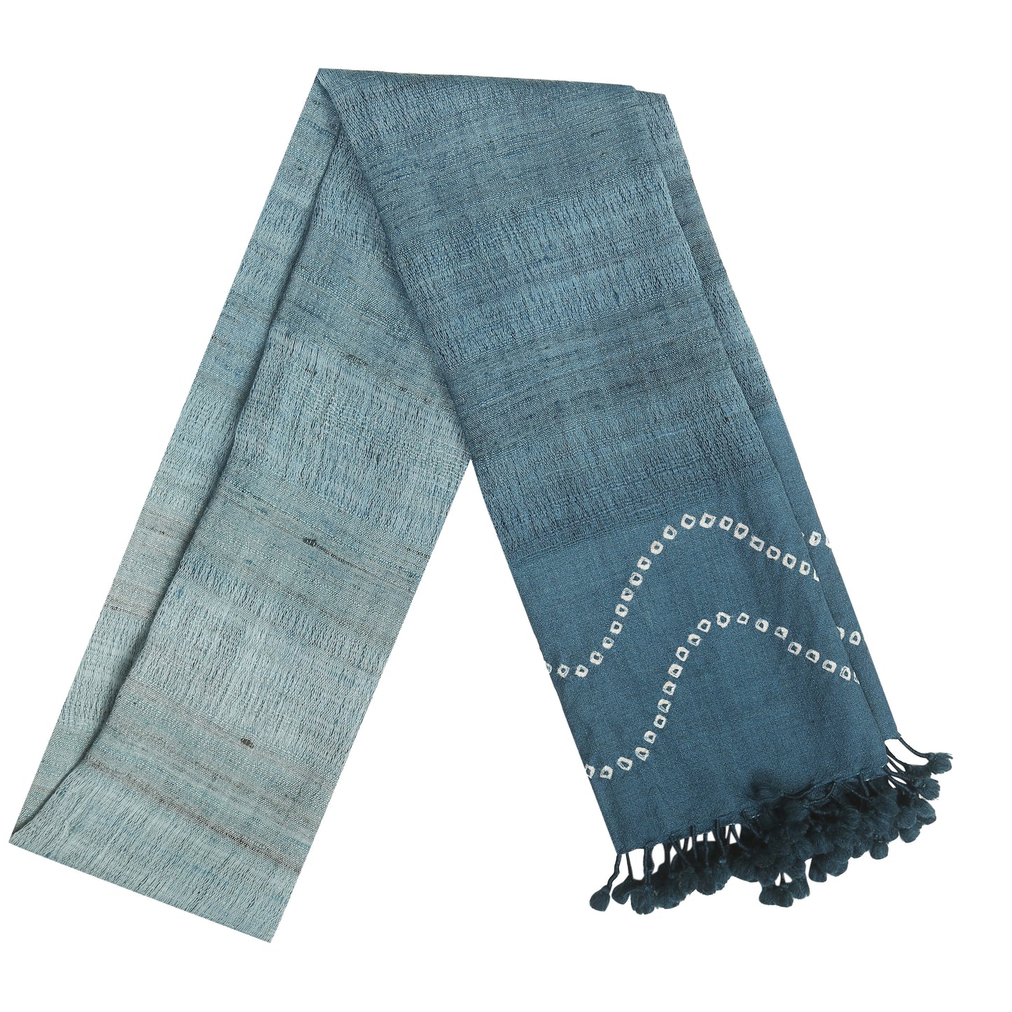 Blue Grey and Opal Handwoven Scarf in Fine Australian Merino Wool & Tussar Silk - Merino Wool Scarves