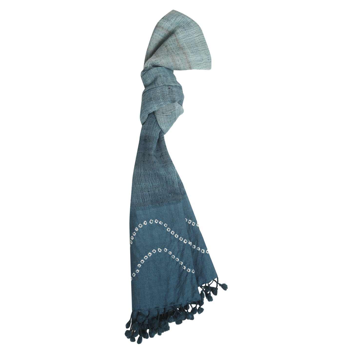 Blue Grey and Opal Handwoven Scarf in Fine Australian Merino Wool & Tussar Silk - Merino Wool Scarves