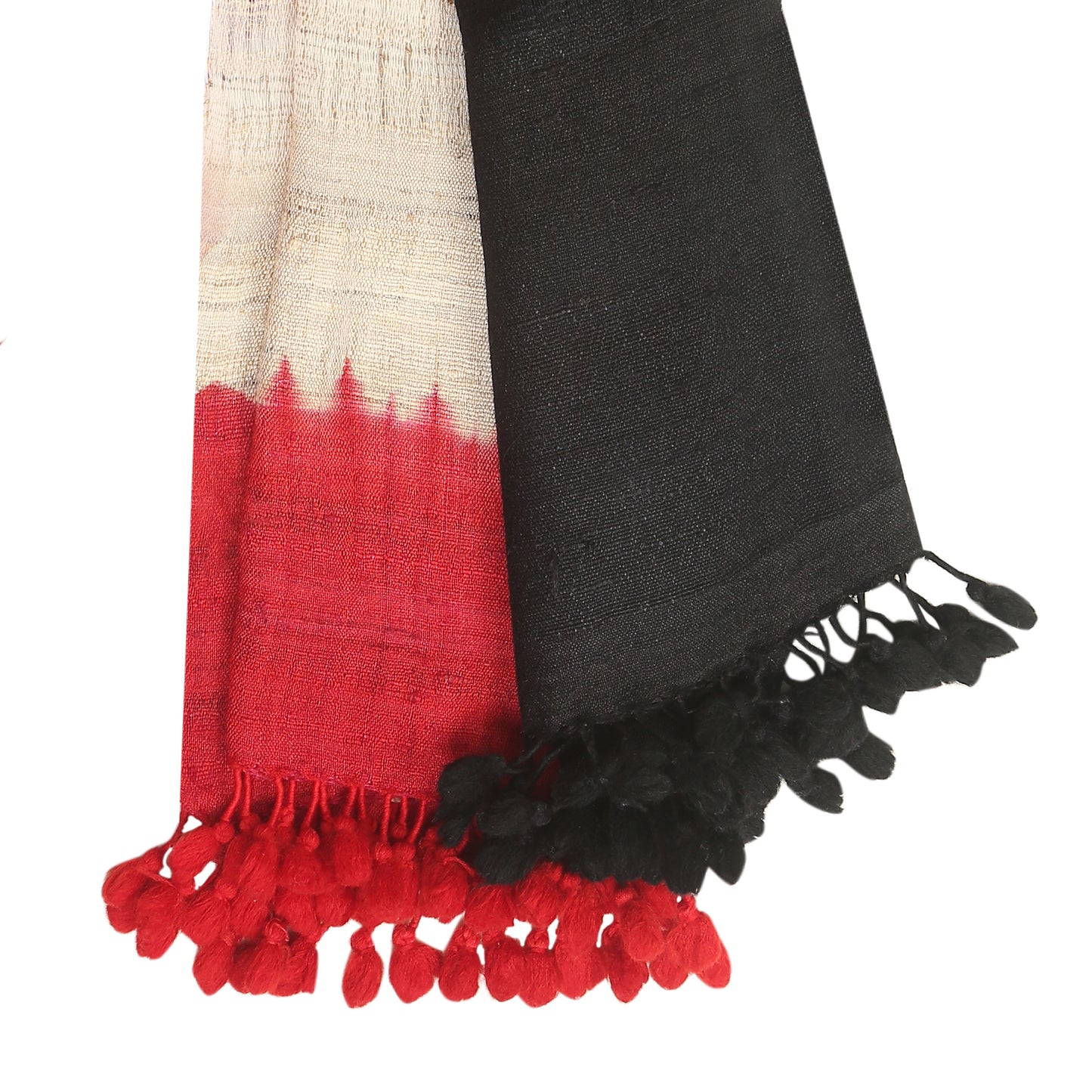 Almond Zeus and Shiraz Handwoven Scarf in Fine Australian Merino Wool & Tussar Silk - Merino Wool Scarves