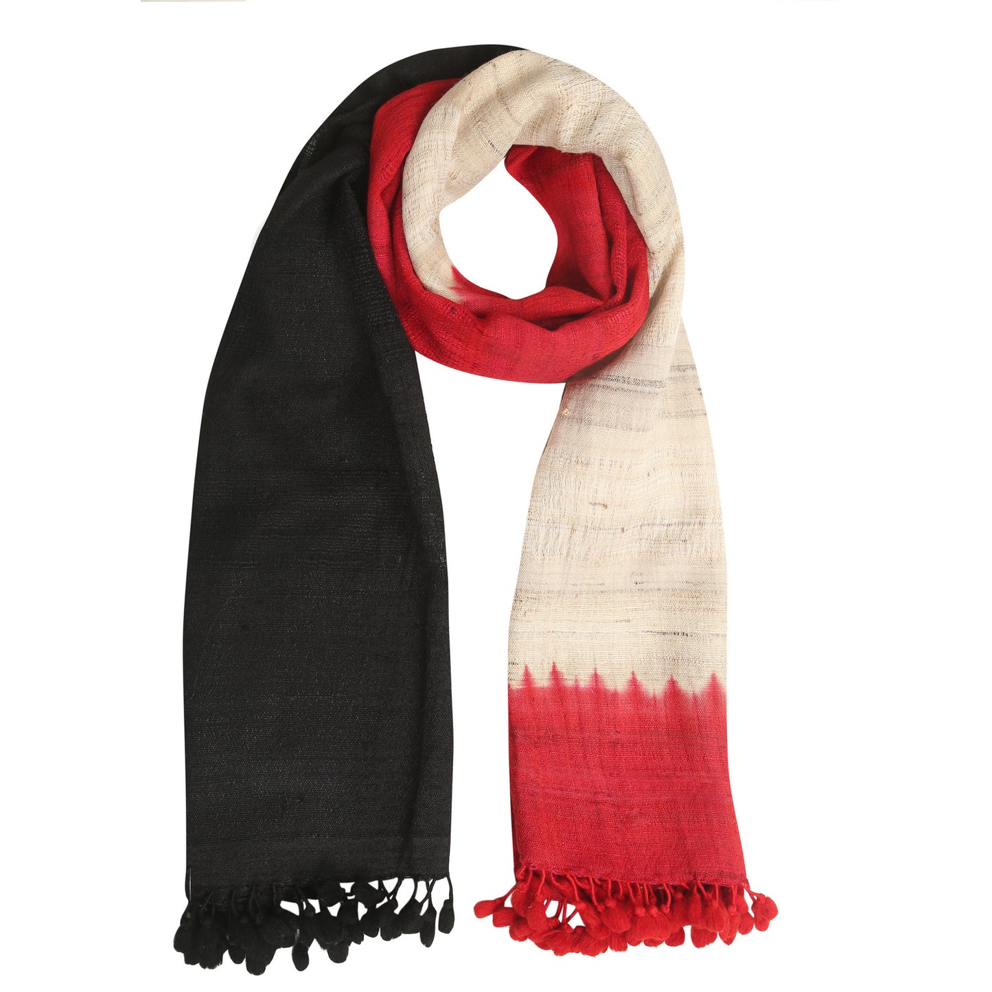 Almond Zeus and Shiraz Handwoven Scarf in Fine Australian Merino Wool & Tussar Silk - Merino Wool Scarves