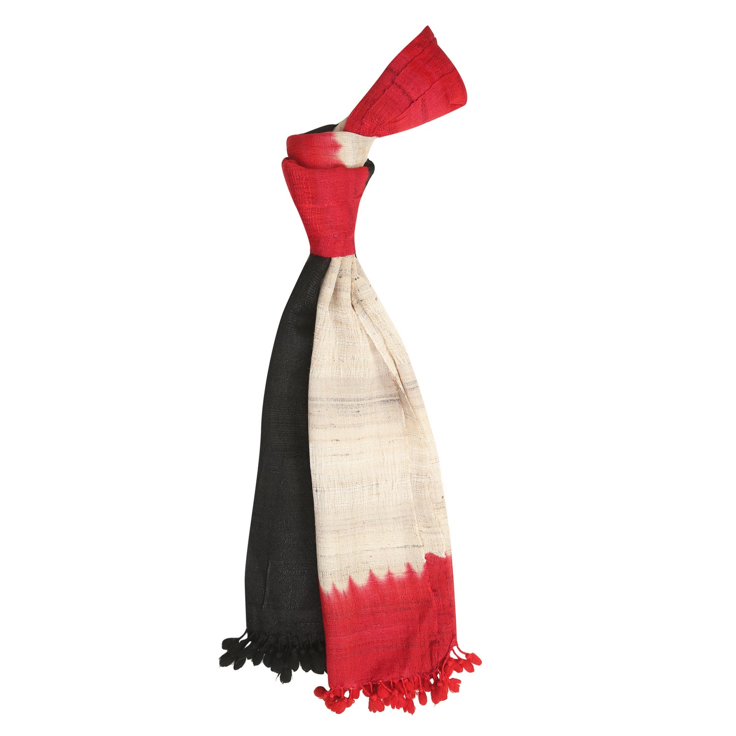 Almond Zeus and Shiraz Handwoven Scarf in Fine Australian Merino Wool & Tussar Silk - Merino Wool Scarves