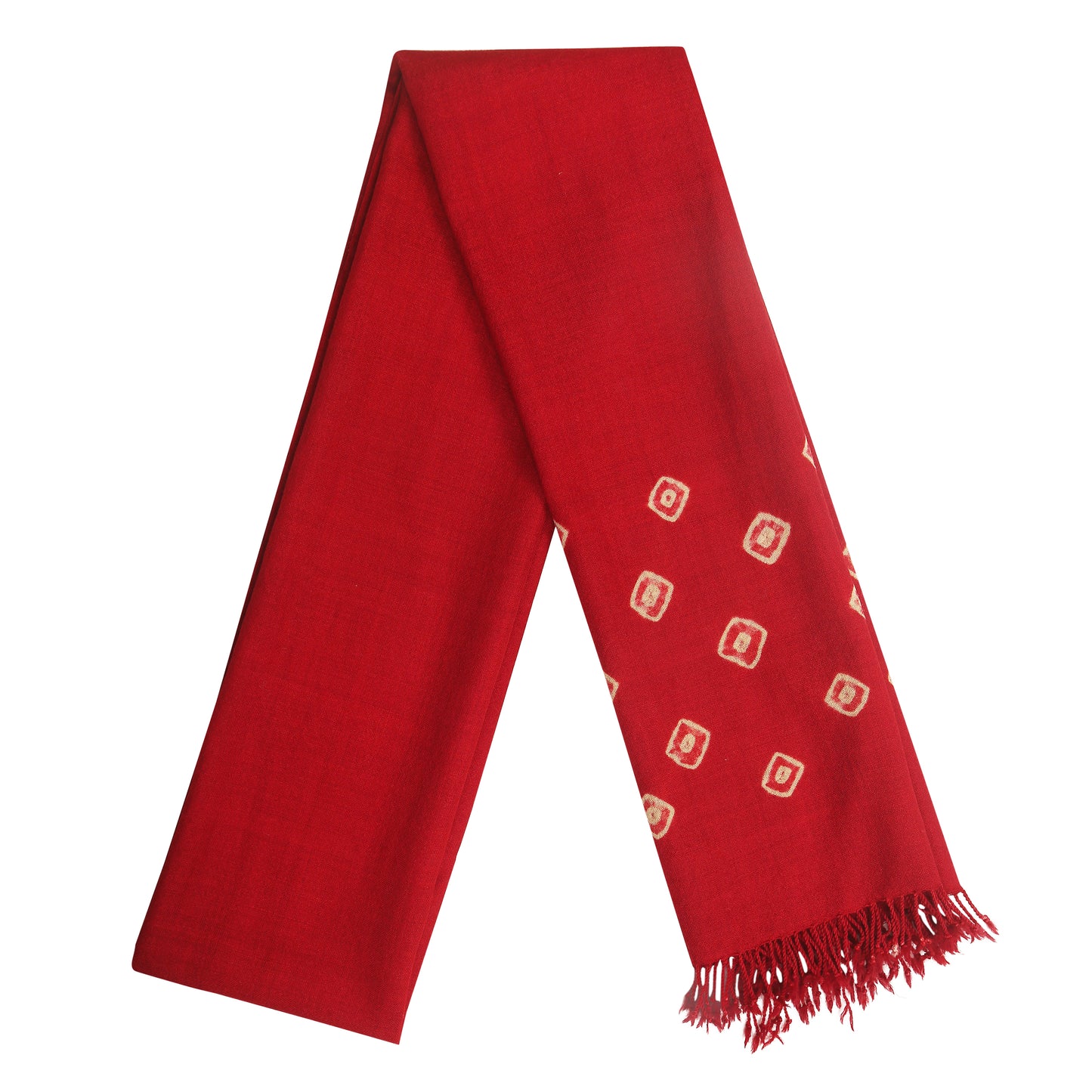 Merino Wool Crimson Red Handwoven Scarf - Merino Wool Scarves Australia