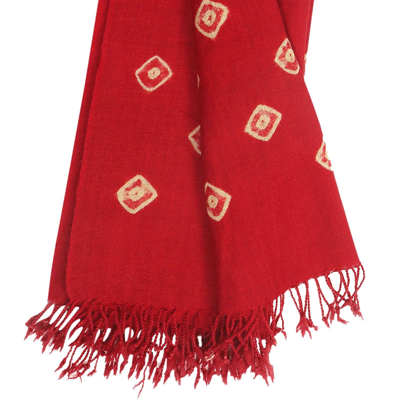 Merino Wool Crimson Red Handwoven Scarf - Merino Wool Scarves Australia