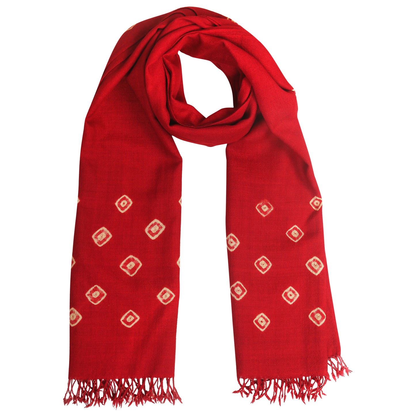 Merino Wool Crimson Red Handwoven Scarf - Merino Wool Scarves Australia