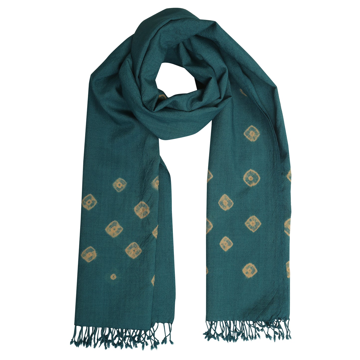 Merino Wool Dark Green Blue Handwoven Scarf - Merino Wool Scarves Australia