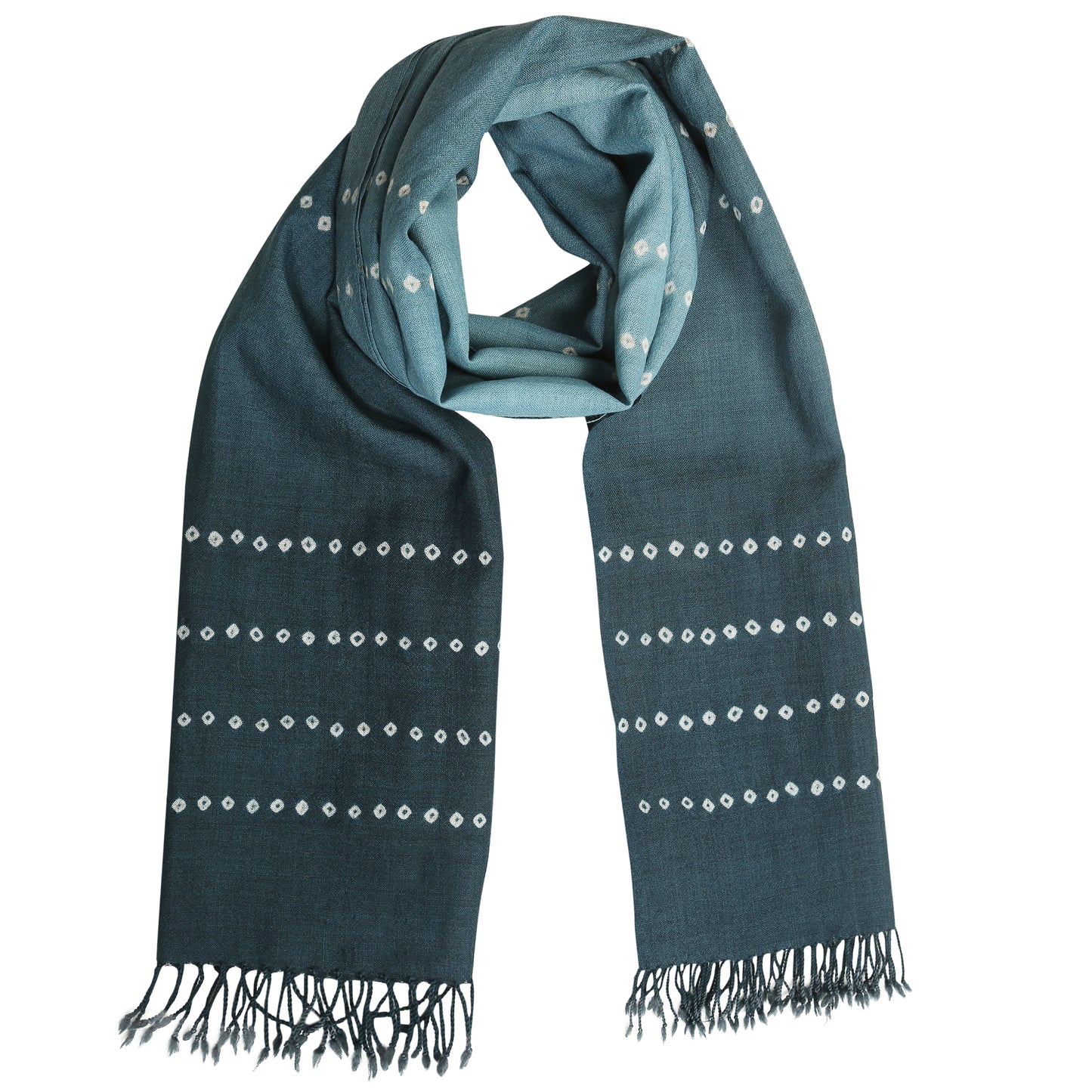 Merino Wool Faded Jade & Cadet Handwoven Scarf - Merino Wool Scarves Australia