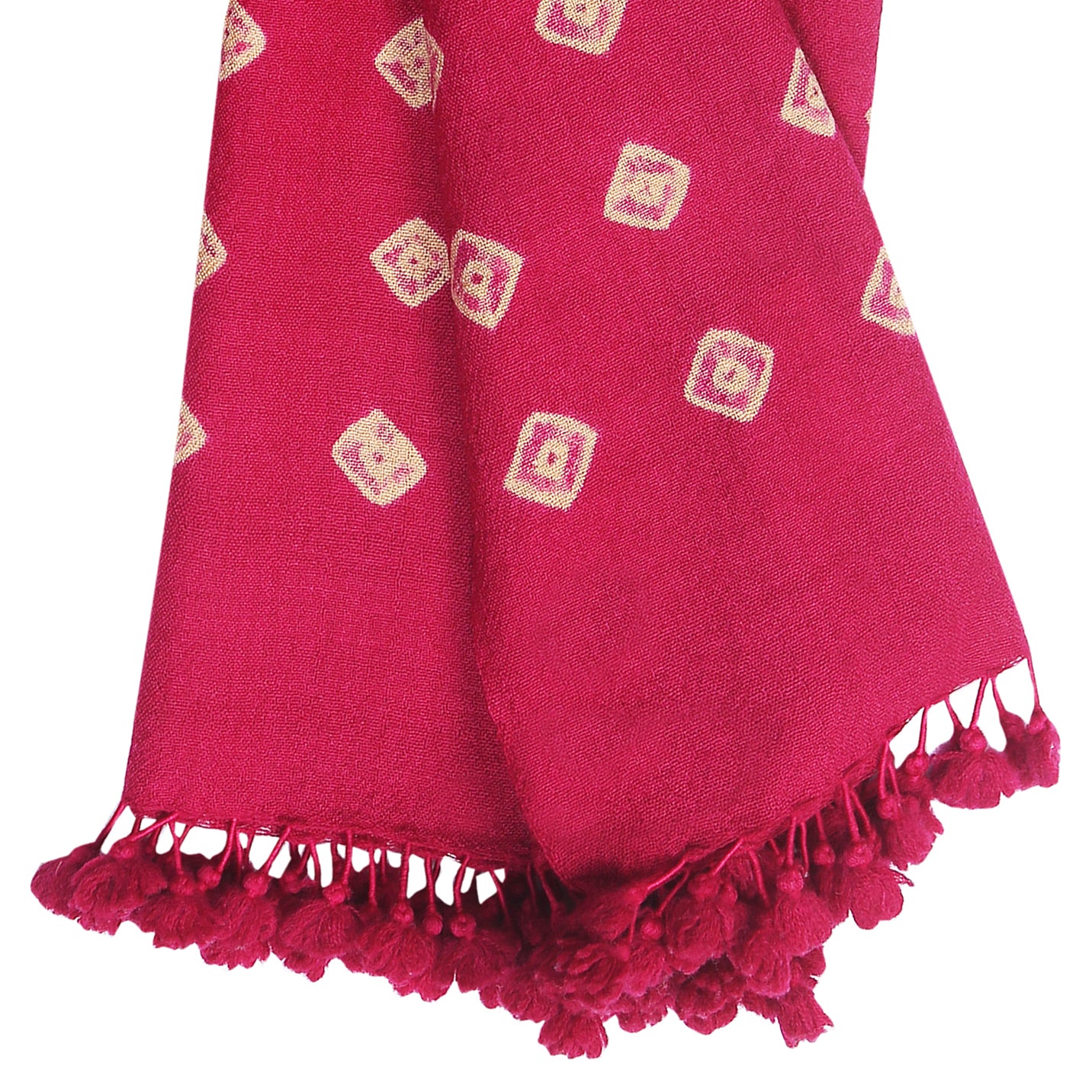 Merino Wool Bright Maroon Handwoven Scarf - Merino Wool Scarves Australia