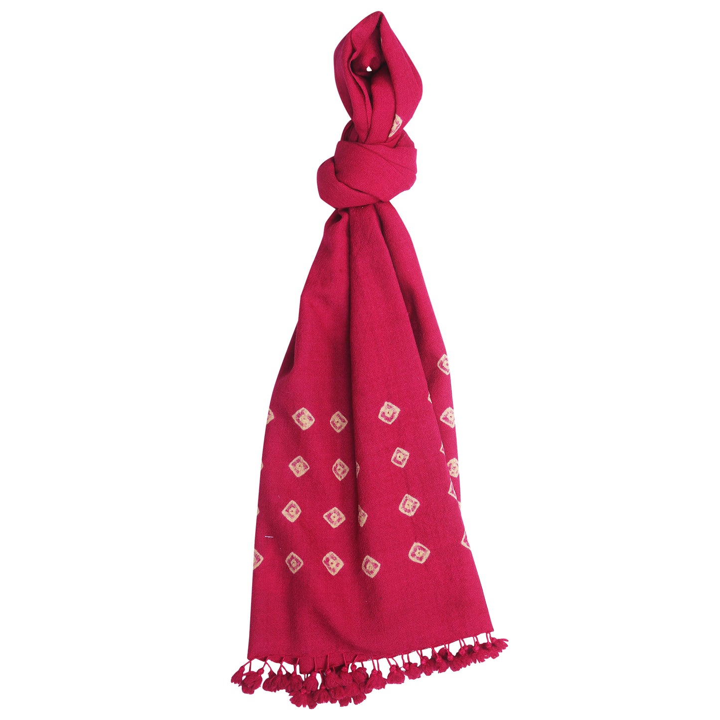 Merino Wool Bright Maroon Handwoven Scarf - Merino Wool Scarves Australia