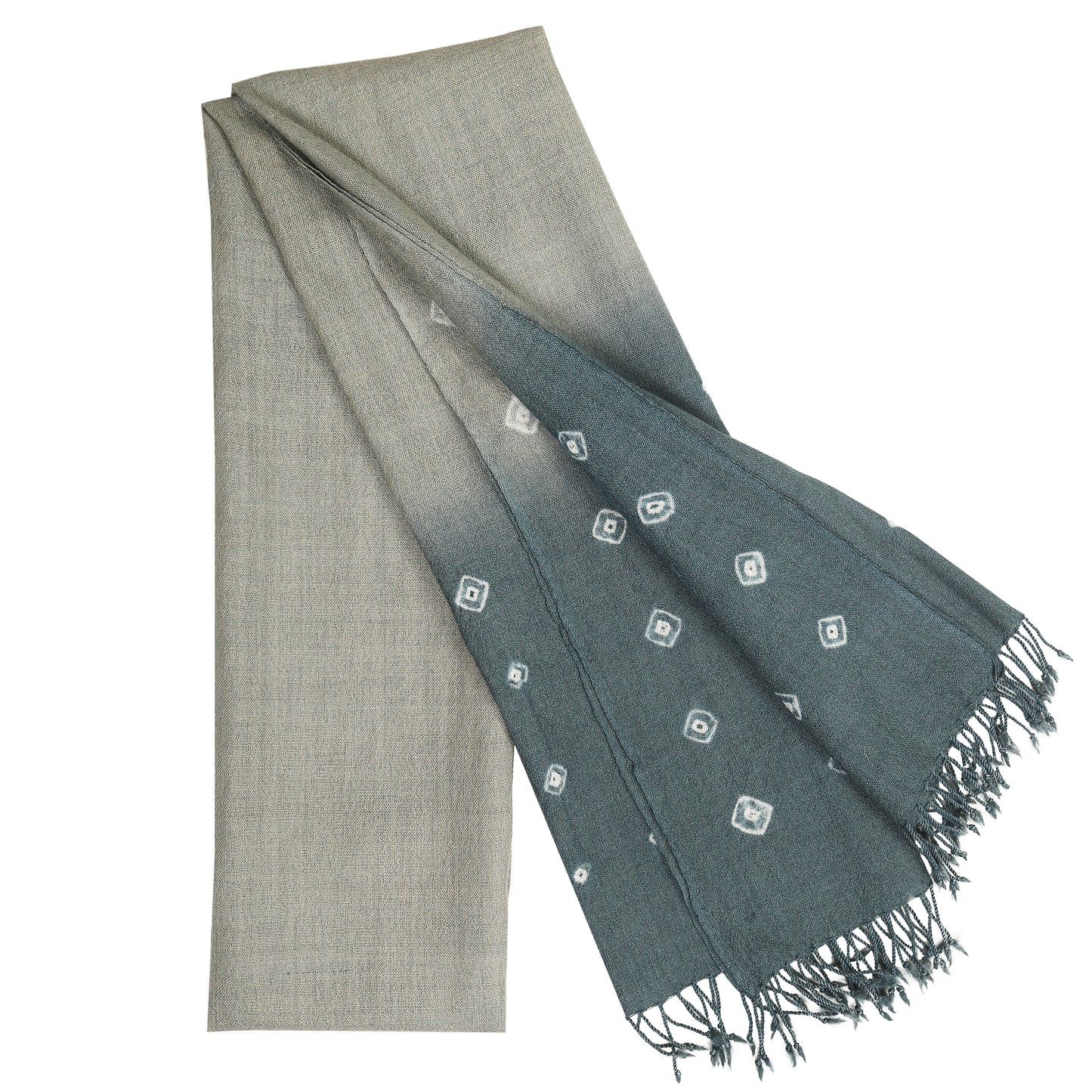 Merino Wool Silver Chalice & Bright Grey Handwoven Scarf - Merino Wool Scarves Australia