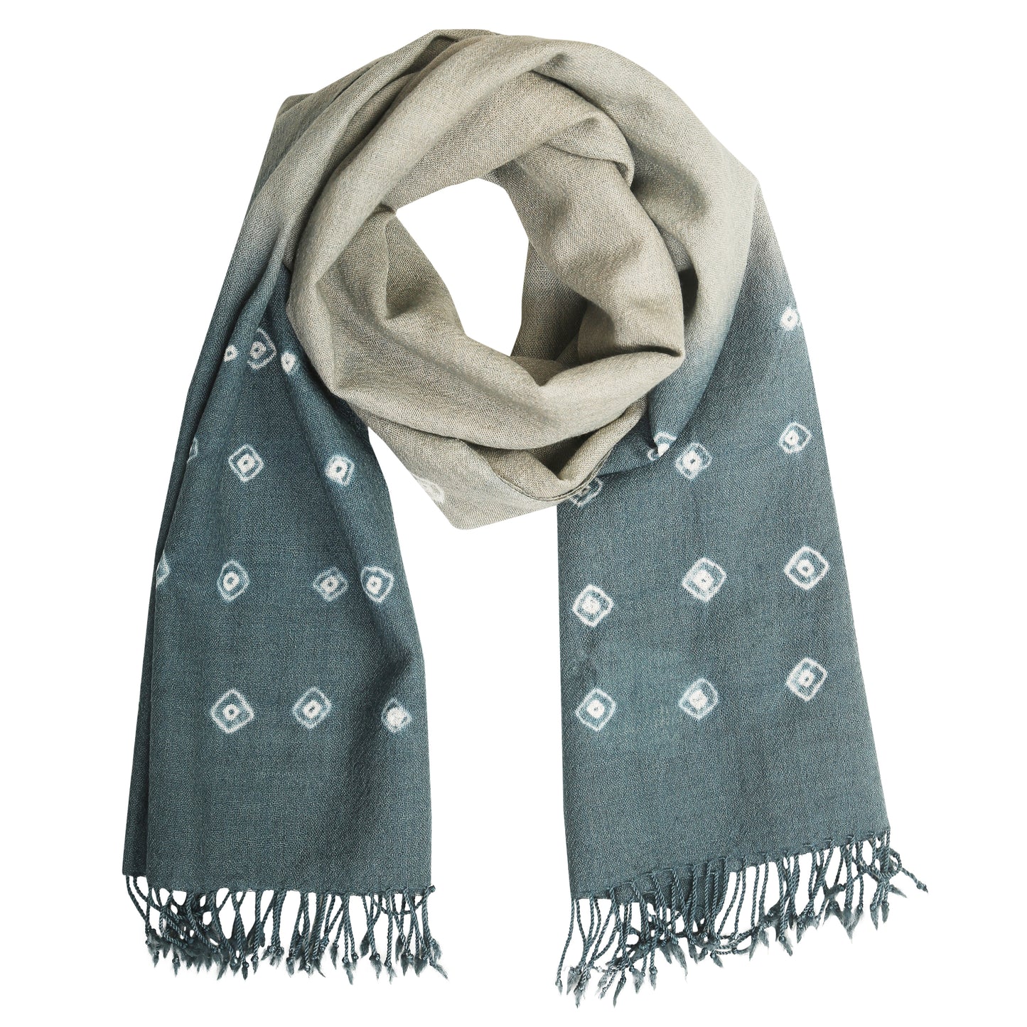 Merino Wool Silver Chalice & Bright Grey Handwoven Scarf - Merino Wool Scarves Australia